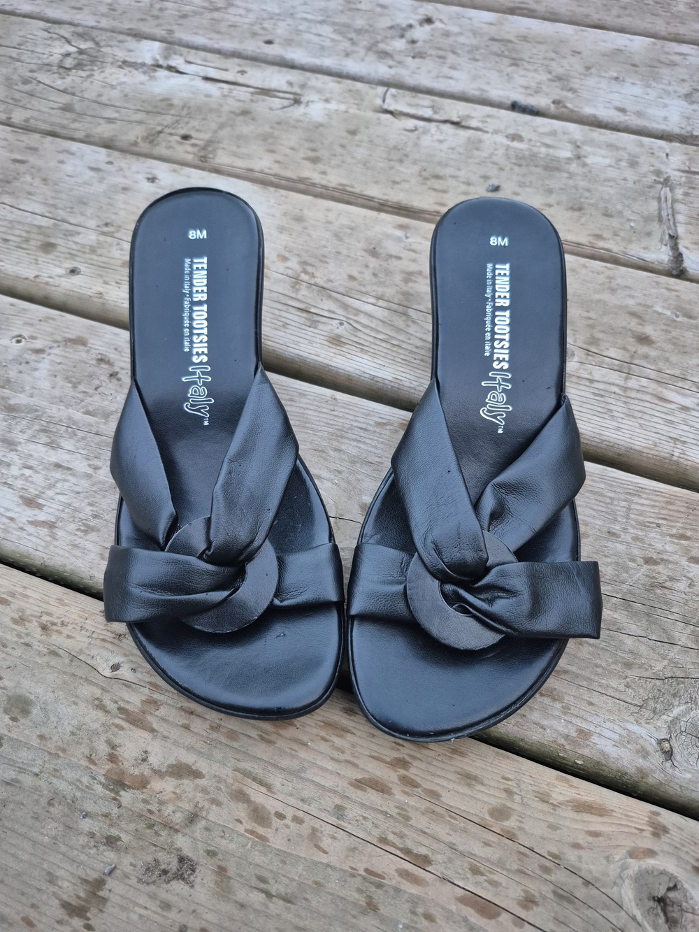 Tender Tootsies Haley Black Knotted Slide Mules - Women's 8M - Picture 3 of 10